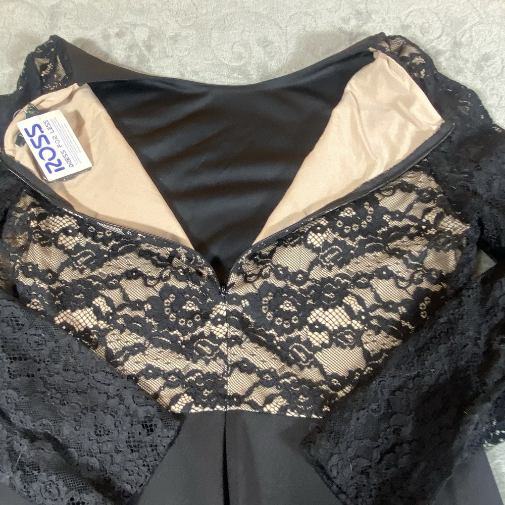 Ralph Lauren Cocktail Dress Women‎ 12 Keanu Lace Inset Long Slv Black Formal NWT - Picture 10 of 14
